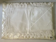 VTG 4 White Battenburg Lace Rectangular Placemats & 4 Napkins 100% Cotton SALE!