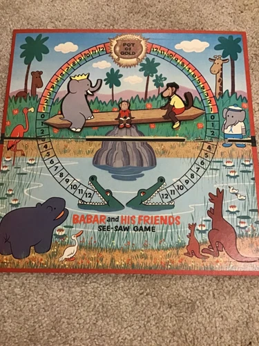 Vintage Babar and His Friends See Saw Board Game 1960 Milton Bradley Board Only