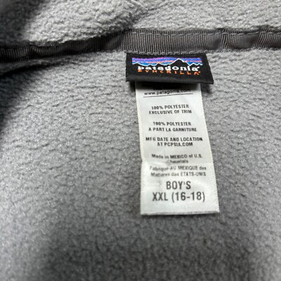 Patagonia Jacket Boys XXL 16-18 Synchilla Snap T Gray Full