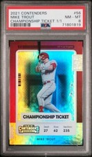 2021 Contenders Mike Trout Championship Ticket - One of One - Angels - PSA 8