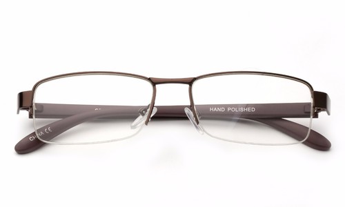 Gafas de lente transparente de metal medio borde marco rectangular marcos ópticos medio marco - Imagen 3 de 9
