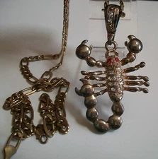 Men's Gold Finish Scorpio with Stone Fashion Hip Hop Chain & Charm
