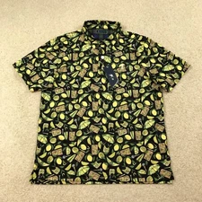William Murray Golf Polo Shirt Mens Large Lemon Life Black Yellow Green