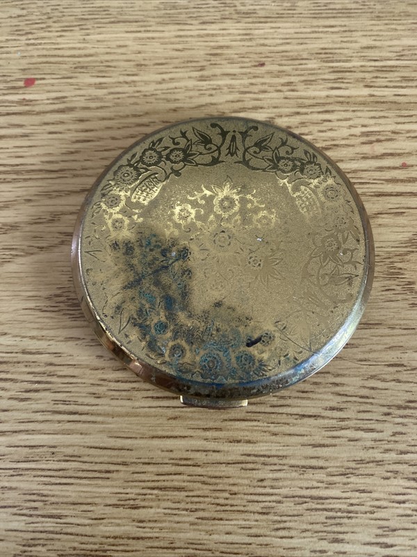 Vintage Stratton Gold Tone Mirror Powder Compact NO Powder England Floral