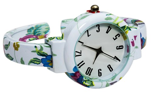 Blekon Collections Analog Quartz Womens 32mm Case Floral Design Cuff Bange Watch - 第 22/60 張圖片