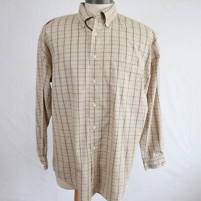 Sun River Shirt Mens Large Wrinkle Stain Resistant Button Down Check Long Sleeve