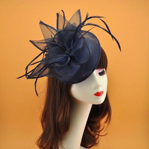 2023 Vintage Feather Bridal Evening Gown Tiara Party Hair Gauze Top Hat