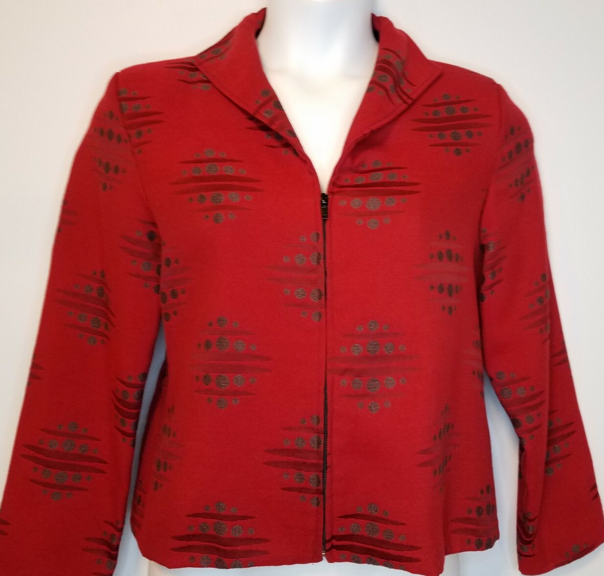 Giacca blazer vintage dipinto rosso pony sud ovest azteco arazzo medio USA
