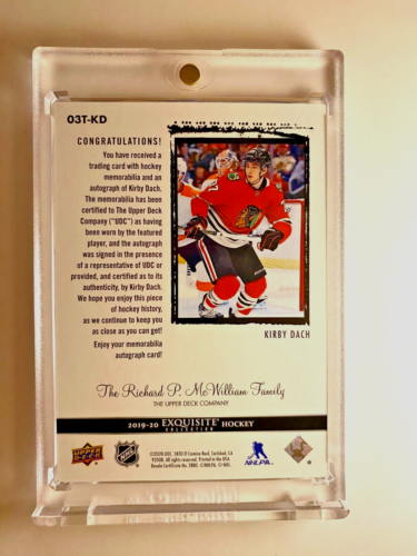 Kirby Dach 2020-21 UD Rookie Exquisite Auto Material Rookie Patch Auto /25 - Picture 2 of 2