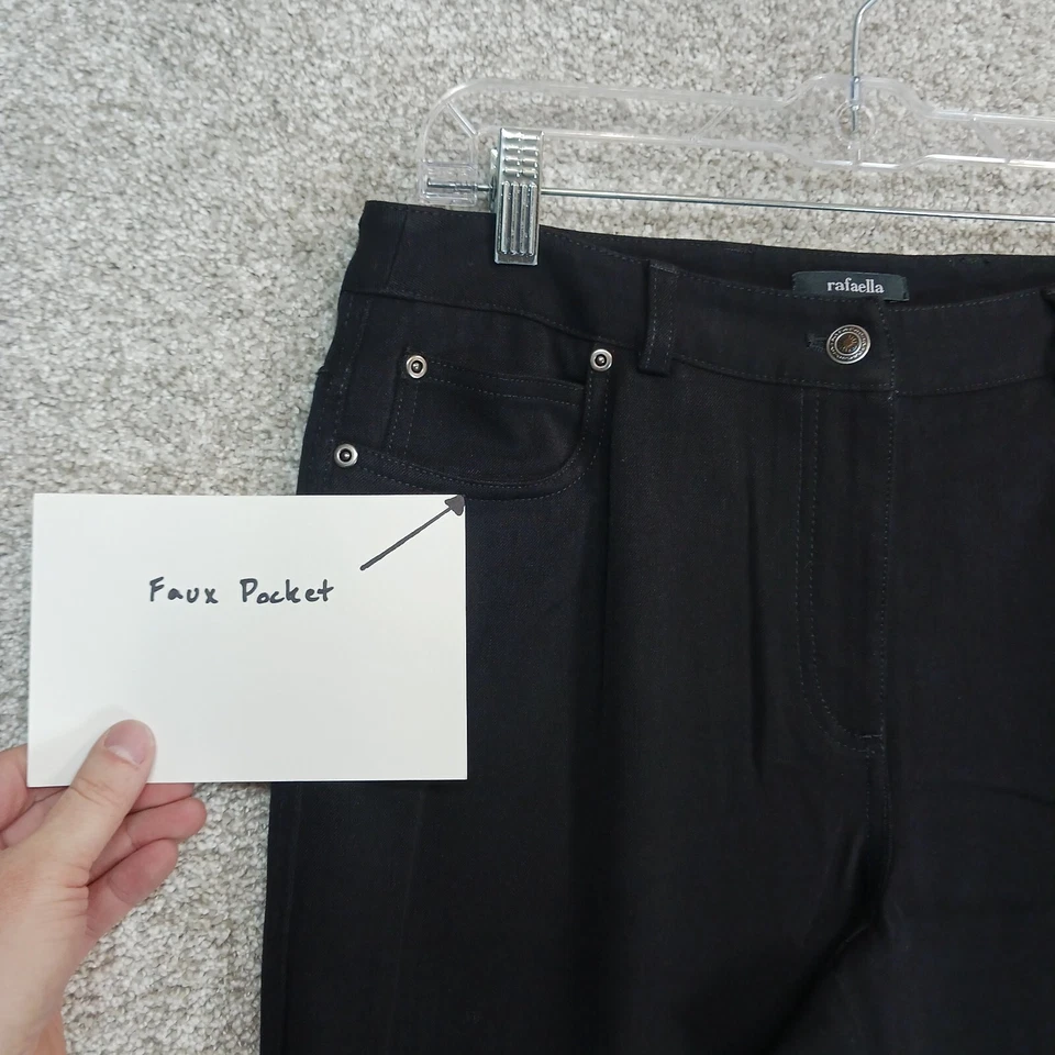 Pantalones Rafaella para mujer talla 10 negro tejido tiro alto vestido formal diseño de 5 bolsillos Foto 4 de 4