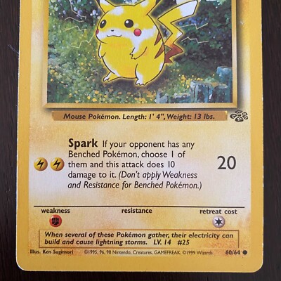 Pikachu 60/64 Jungle Set WOTC Rare Pokemon Card Near Mint | eBay