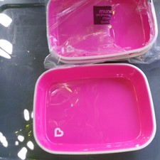 Munchkin Infant Toddler Pink  Set of 3 food plates/ trays 8" x 6" x1" new