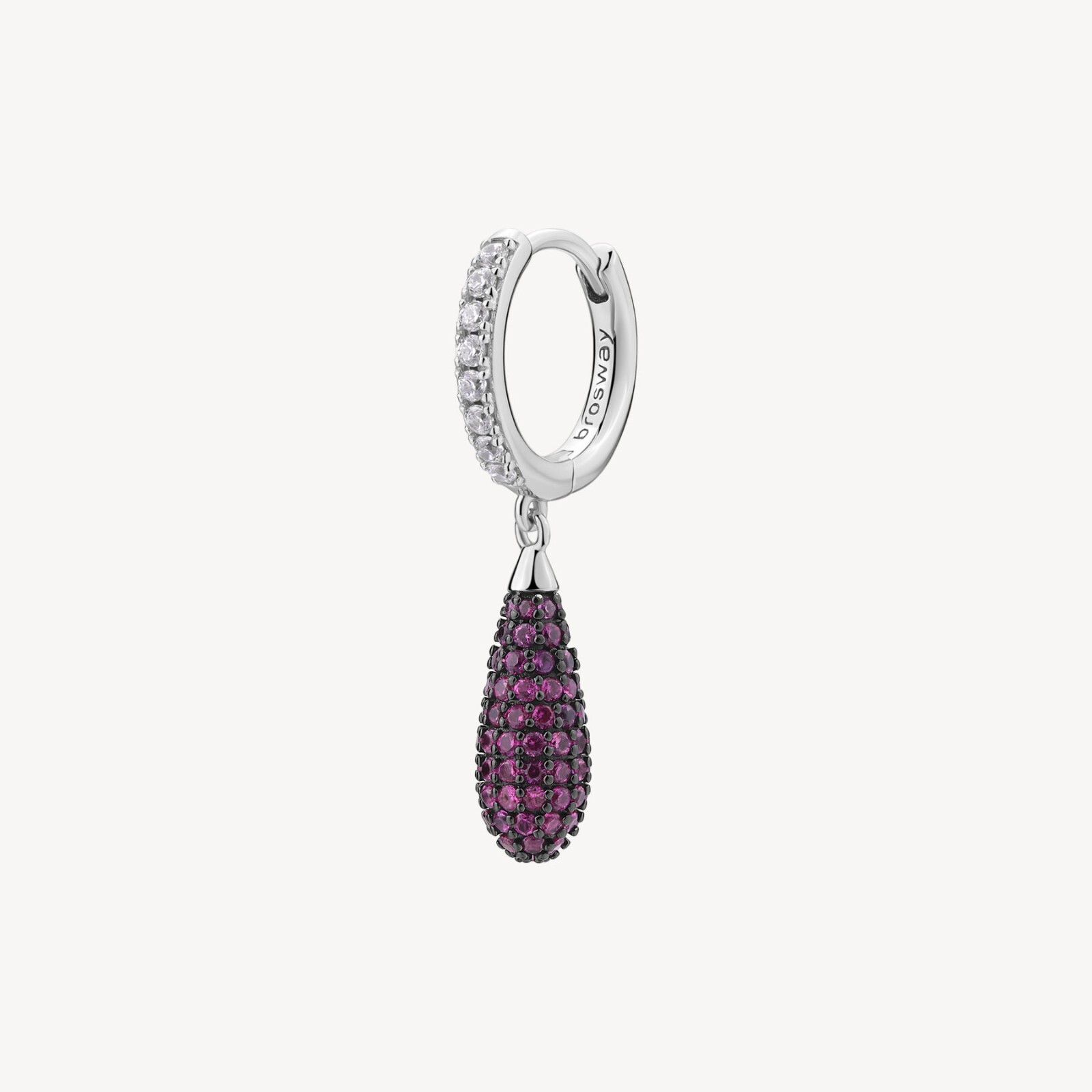BROSWAY FANCY ORECCHINO A CERCHIO SINGOLO ARGENTO E  ZIRCONI FPR122 PASSION RUBY