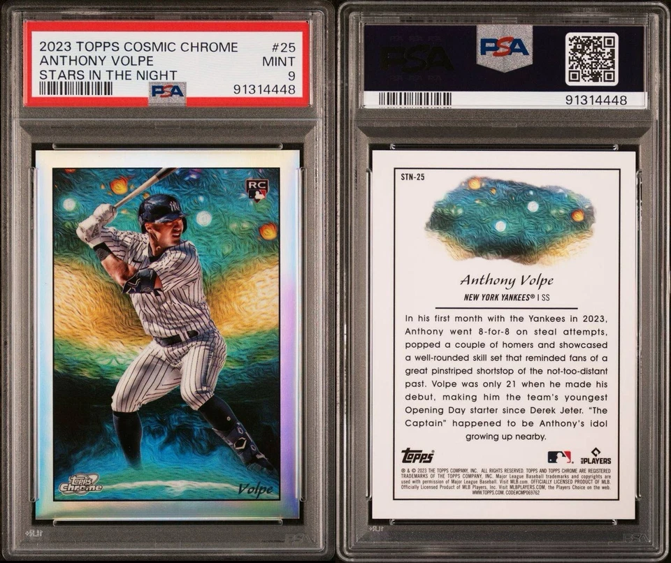 2023 Topps Cosmic Chrome Stars in the Night STN-25 Anthony Volpe Rookie Yankee - Image 3 of 3