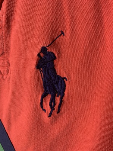 Vintage Polo Ralph Lauren Mens Big Pony Polo Size Large Orange Embroidered - Bild 2 von 9