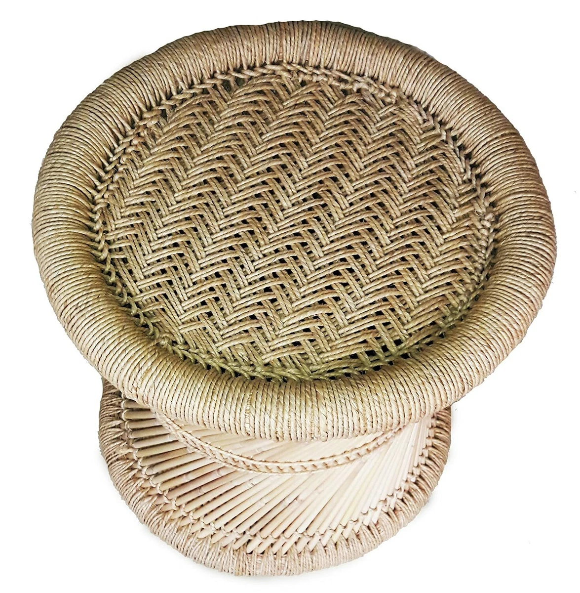 Handmade Natural Cane Bar Stool Mudda Pouf for Indoor Outdoor