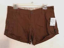 Rue 21 Womens Juniors Shorts 3/4 Brown Khaki Chino Cargo Pockets Casual Outdoor