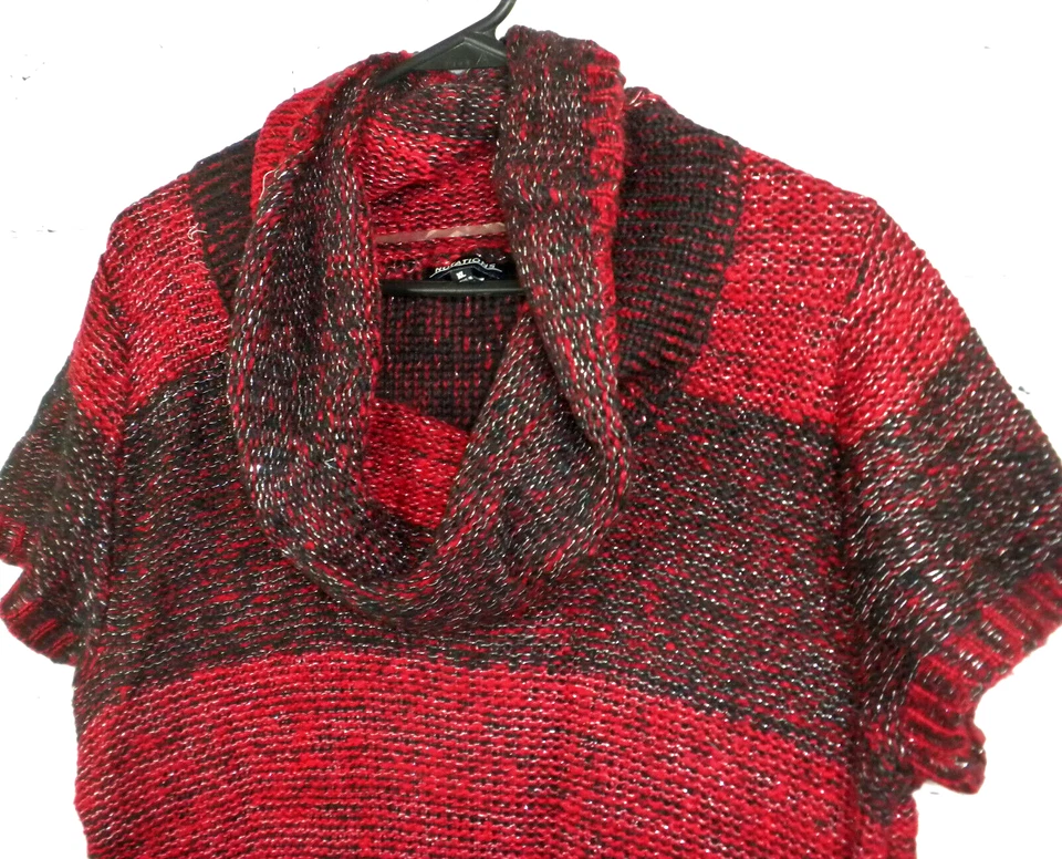 NUEVO CON ETIQUETAS ~ Vestido Suéter Para Mujer Notations Cara Granate Rojo Rayas Talla XL Foto 3 de 4