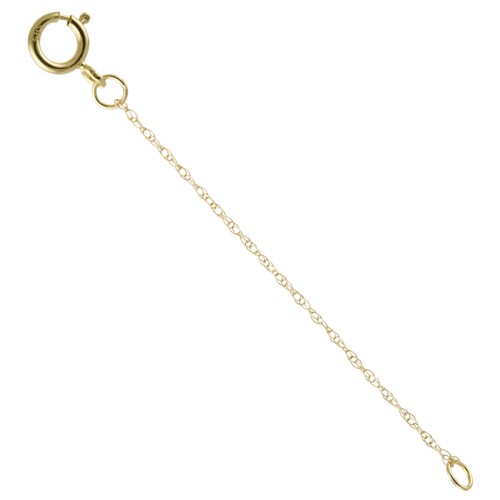 14k Solid Yellow Gold 0.9mm Rope Chain Extender With 4mm Spring Ring 1