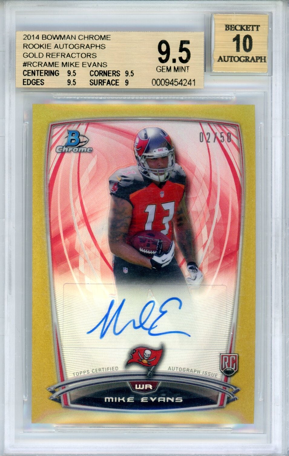 Mike Evans Bowman Chrome Topps Shelf Rookie #TSRME Gold Refractor