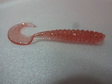 Soft plastic 2 1/4" light pink metal flake curl tail grub USA made 35 piece lot