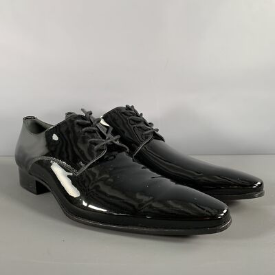 DSQUARED2 Size 9.5 Black Patent Leather Lace Up Shoes