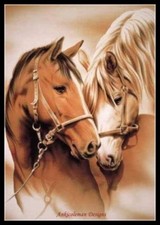 Horses in Love - DIY Chart Counted Cross Stitch Patterns Needlework DMC Color