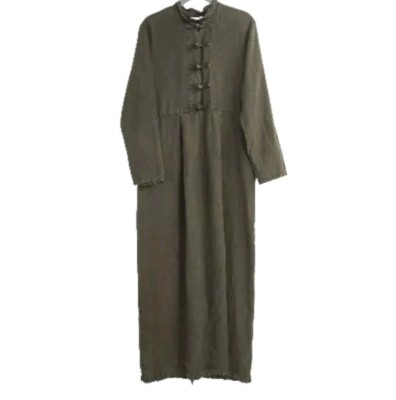 Monterey Bay Clothing Company Dress Women's Small Hemp Green Long Sleeve Maxi