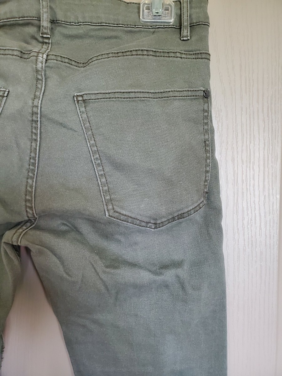Divided H&M Ladies Distressed Army Green Jeans Size 32 Skinny Jeans View 6