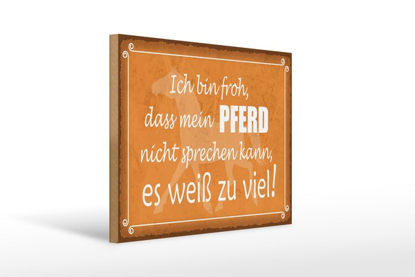 Holzschild Spruch 40X30 Cm Bin Froh Mein Pferd Nicht Spricht Schild Wooden Sign-image