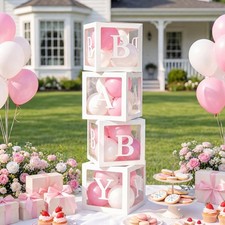 Baby Boxes for Baby Shower Decoration with 8 Letters and 36 Balloons 4pcs Cle...