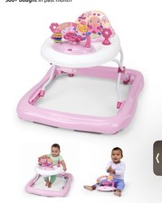 Pink White Baby Walker Walking Aid, 2 Ways to Play, Light-Up Toy, 6-12M