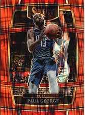 2021-22 Panini Select #14 Paul George Orange Flash Prizms