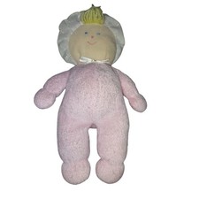 Eden Pink Terry Cloth 11" Vintage Plush Baby Doll Lovey Blonde Blue Eyes