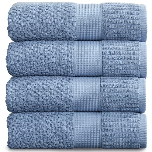100% Cotton Super Soft Bath Towel 4 Pack in Blue Shadow