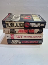 MICHAEL CRICHTON Paperback Lot of 4   Jurassic Park, Disclosure, Timeline & Prey