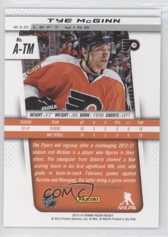 2013-14 Panini Prizm Rookie Auto Tye McGinn #A-TM Auto RC - Image 2 of 2