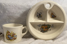 VTG The Ferrin Company Nursery Rhymes Child's 7" Divided Bowl, Mug/Cup 2 Pc Set