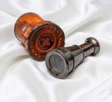 Antique Style Brass Monocular Spyglass with Hand-Stitched Leather Case