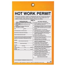 6" x 9" 2-Ply Hot Work Permit Tag 25-pk. -Cardstock, Pre-Numbered, 12" Tag Wires