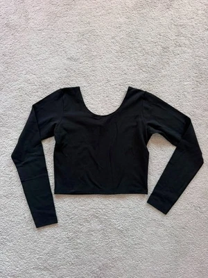 AMERICAN APPAREL LONG SLEEVED CROP TOP CROPPED DANCE SPANDEX LARGE UK SIZE 12 14 - Image 1 of 4
