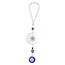 Evil Eye Car Charm, Evil Eye Charm Blue Hanging Ornament Moon Blue Crystal