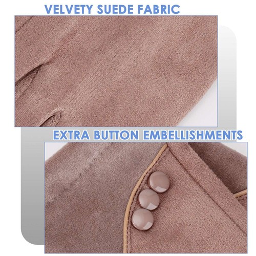 Women Winter Warm Fleece Lined Touch Screen Windproof Gloves Velvety Suede Glove - Picture 6 of 17