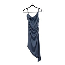 Astr the Label Mirie asymmetric satin dress blue size Medium M 