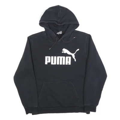 PUMA Noir Hommes SWEAT À CAPUCHE S Coton Mélange Pull Décontracté Vêtement - Photo 1/4
