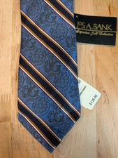 NEW Jos. A. Bank Signature Gold Collection Men's 100 Silk Tie Gold Blue Paisley