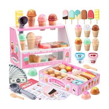 WHOHOLL Wooden Ice Cream Counter Playset for Toddler Girl Toys, Pla... Fast Ship