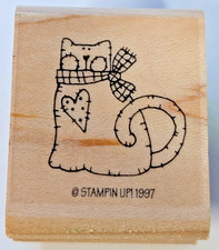 Wood/Rubber Stamp Cat/Kitty Scarf/Heart