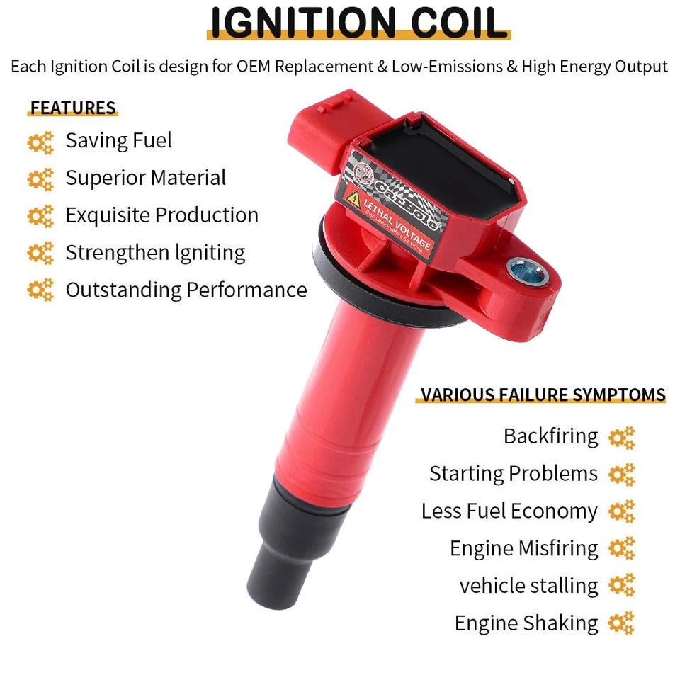 Paquete de 4 bobinas de encendido para Toyota Prius 2001-2009 2004-2006 Scion XA XB L4 1,5 L Foto 3 de 4