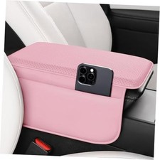 Car Armrest Cover Pad - Nappa Leather Car Center Console Cover with Pink